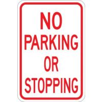 AR-215 No Parking Or Stopping Sign
