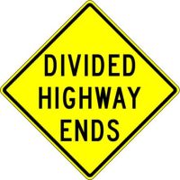 Divided Highway Ends W6-2A