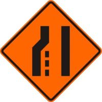 W4-2R Lane Ends Left Merge Sign