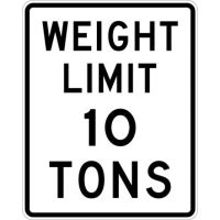 Weight Limit 10 Tons Sign R12-1