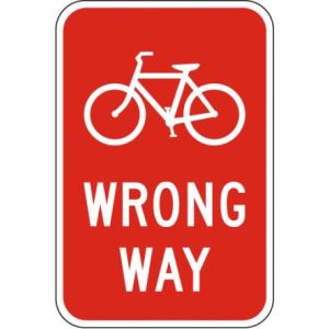 Bicycle Wrong Way Sign - R5-1b