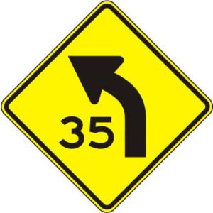 Curve Advisory Speed Left Sign - W1-2AL