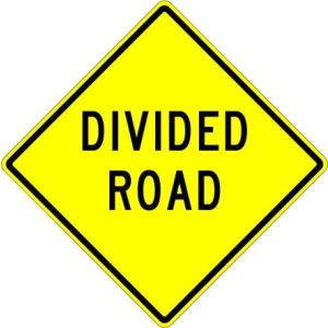 Divided Road Sign  - W6-1B