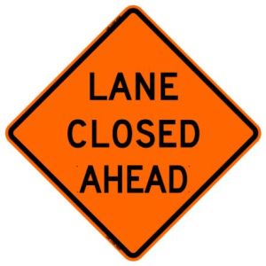 Lane Closed Ahead Roll-Up Construction Signs - W9-3LCA-RU
