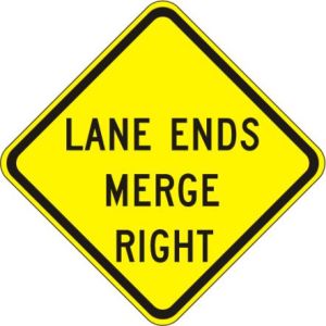 Lane Ends Merge Right Sign - W9-2R