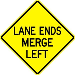 Lane Ends Merge Left Sign - W9-2L