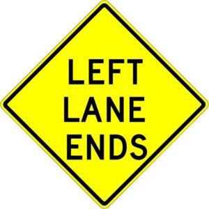 Left Lane Ends Sign - W9-1L