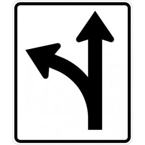 Left Turn or Straight Sign - R3-6L