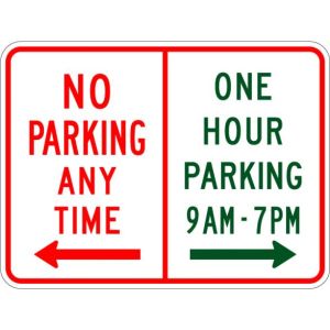 No Parking Anytime/One Hour Parking Sign - R7-200
