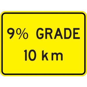 Percent Grade (distance) KM Sign - W7-3DKM