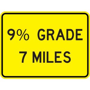 Percent Grade (distance) Miles Sign - W7-3B