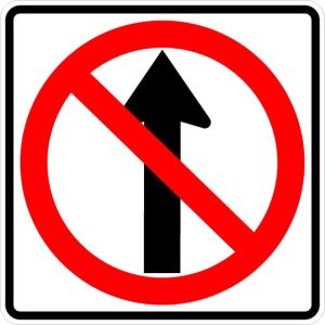 No Straight Through Sign - R3-27