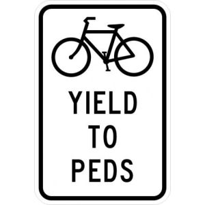 Bikes Yield to Peds Sign - R9-6