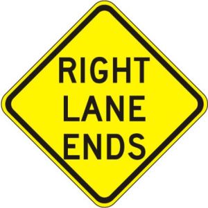 Right Lane Ends Sign - W9-1R