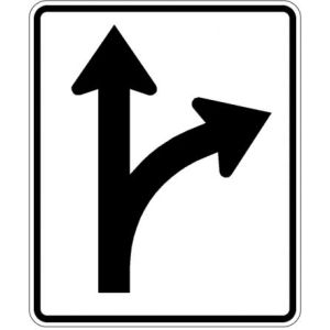 Right Turn or Straight Sign - R3-6R