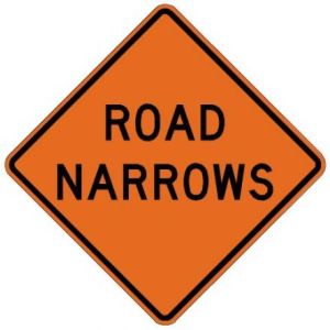 Road Narrows Roll-Up Construction Signs - W5-1-RU