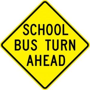 School Bus Turn Ahead Sign - S3-2