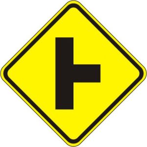 Side Road Right Sign - W2-2R