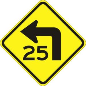 Turn With Advisory Speed Left Sign - W1-1AL