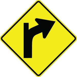 Curve Right With Side Road Sign  - W1-10BR