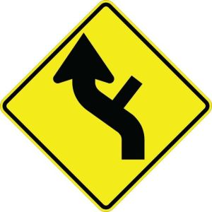 Curve Left With Side Road Sign  - W1-10DL