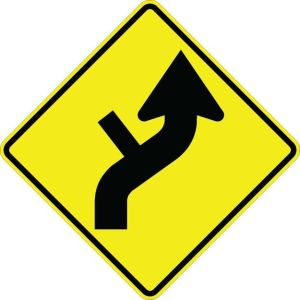 Curve Right With Side Road Sign  - W1-10DR