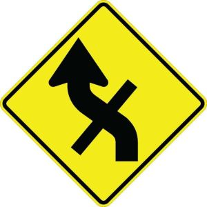 Curve Left With Cross Road Sign  - W1-10EL