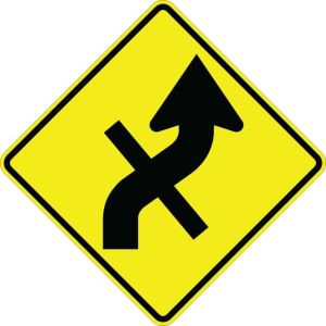Curve Right With Cross Road Sign - W1-10ER
