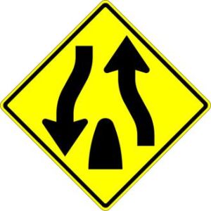 Divided Highway Ends (symbol) Sign - W6-2