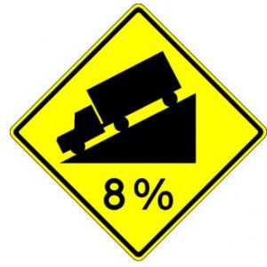 Hill (with % grade) Sign - W7-1b