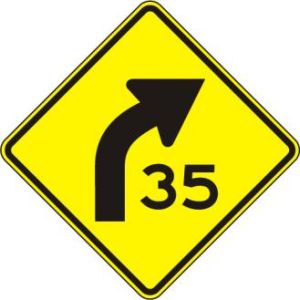 Curve Advisory Speed Right Sign - W1-2aR