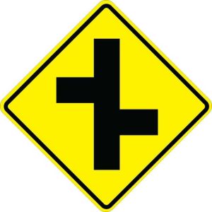Offset Side Roads Right Sign - W2-7R