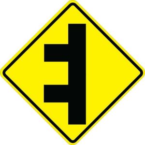 Two Side Roads From Left Sign - W2-8L