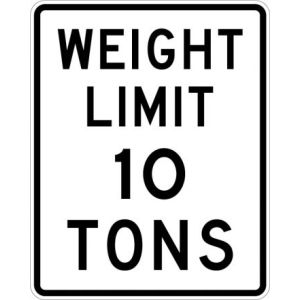 Weight Limit 10 Tons Sign - R12-1